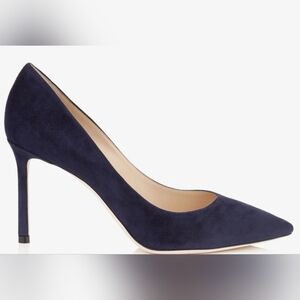 Jimmy Choo Navy Suede Pointy Toe Pumps